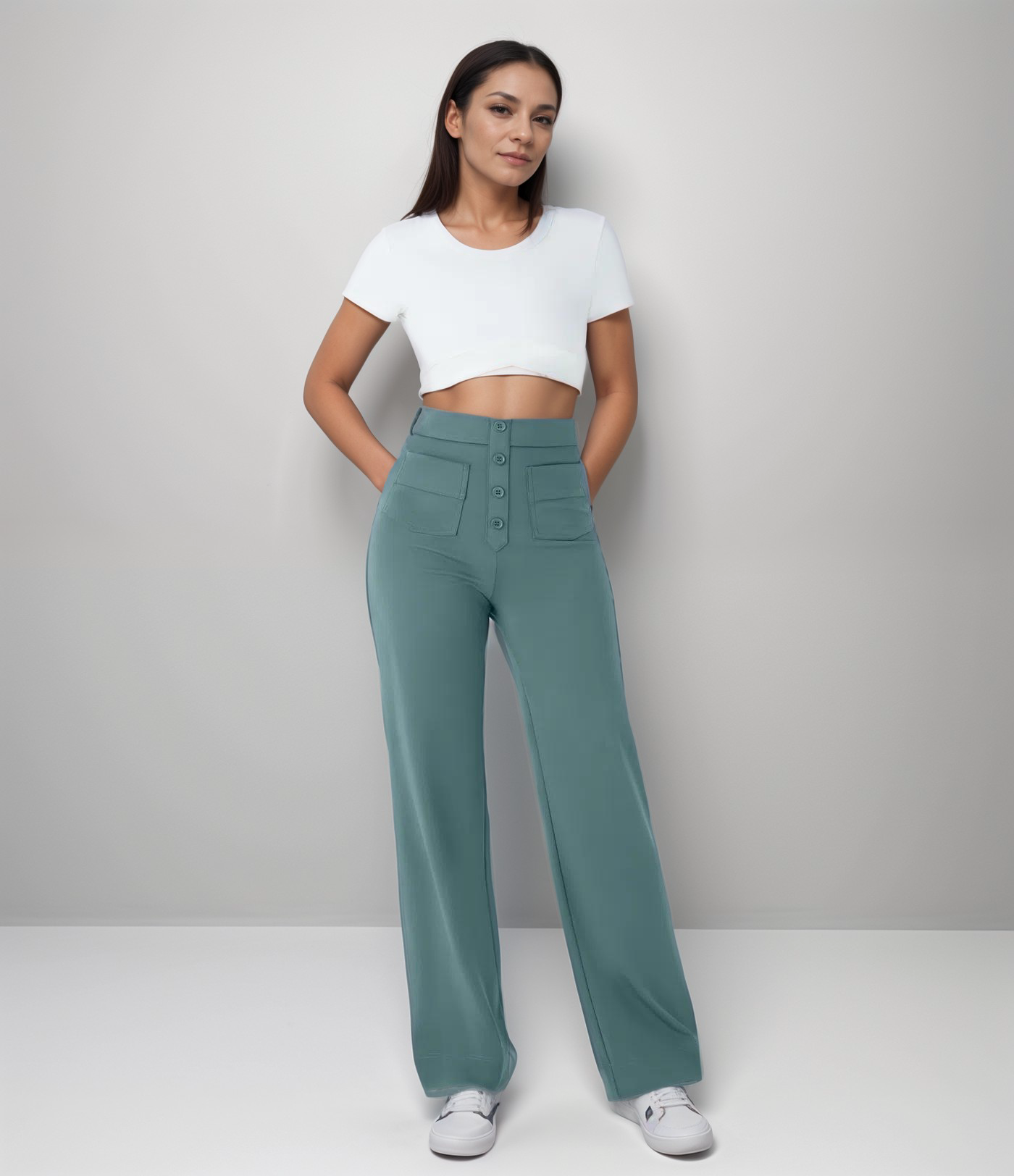 Tina | Stretchy High Waist Broek | 1+1 GRATIS