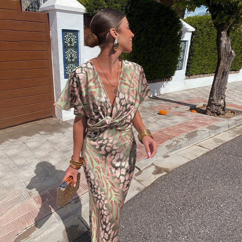 FELINA™ - Gedrehtes Maxikleid mit V-Ausschnitt